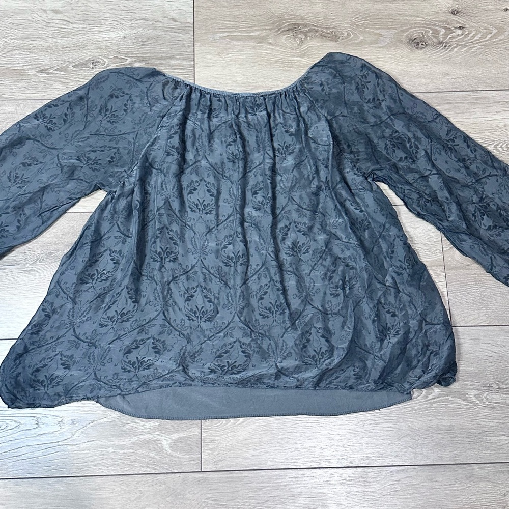 Piazza Roma Italian Silk Blend Sheer Blouse - Picture 10 of 12